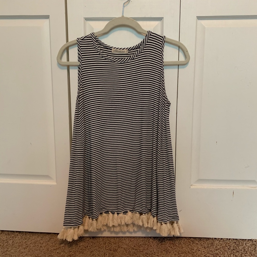 Striped tank top with tassels